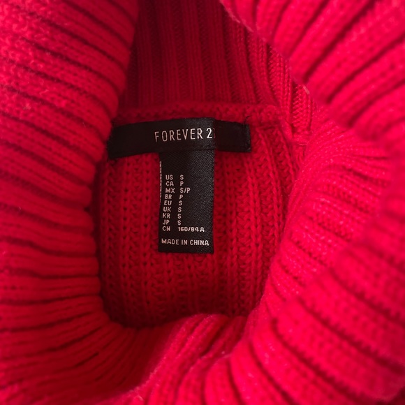 Forever 21 red turtleneck sweater cropped small cotton blend - Picture 4 of 4